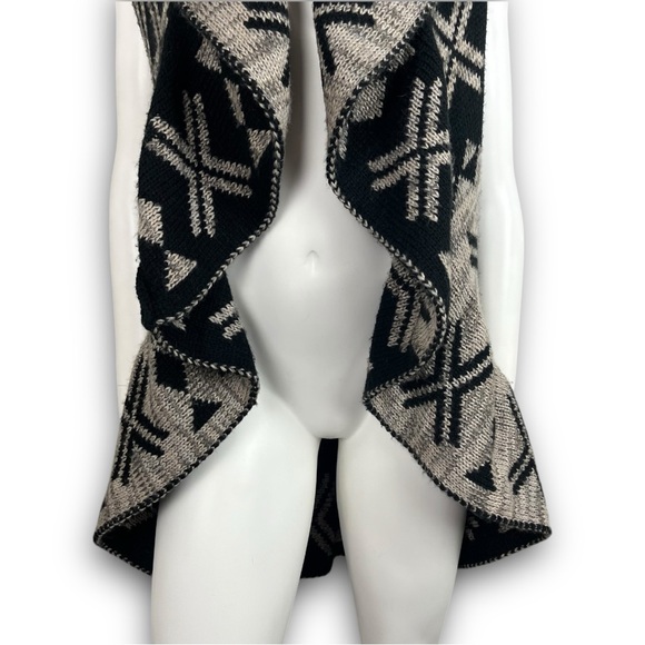 JOHNPAULRICHARD Kilim Reversible Ruffled Chunky Knit Sweater Vest Cardigan Aztec - Picture 5 of 13